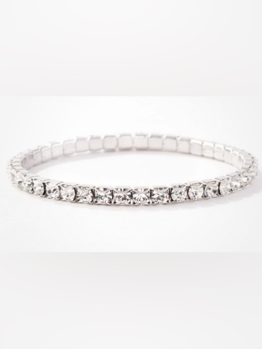 Touchstone Crystal Silver-Tone Crystal Stretch Bracelet
